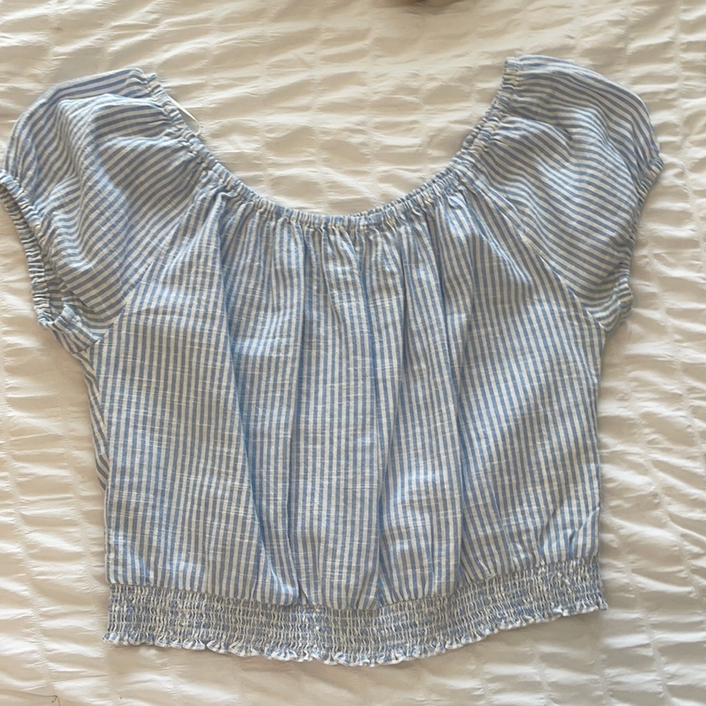 blue and white stripe hollister top